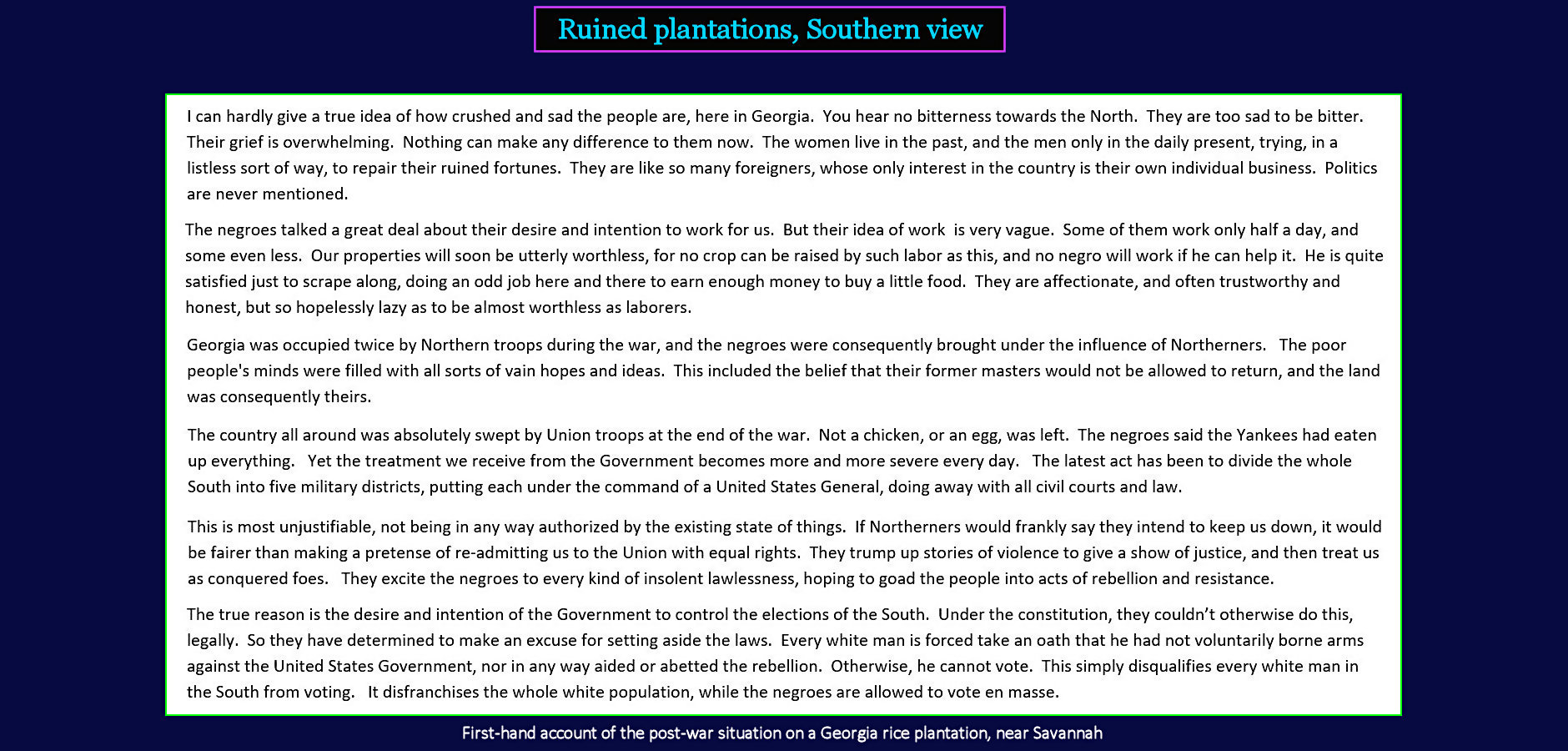 Civil War South, 1865